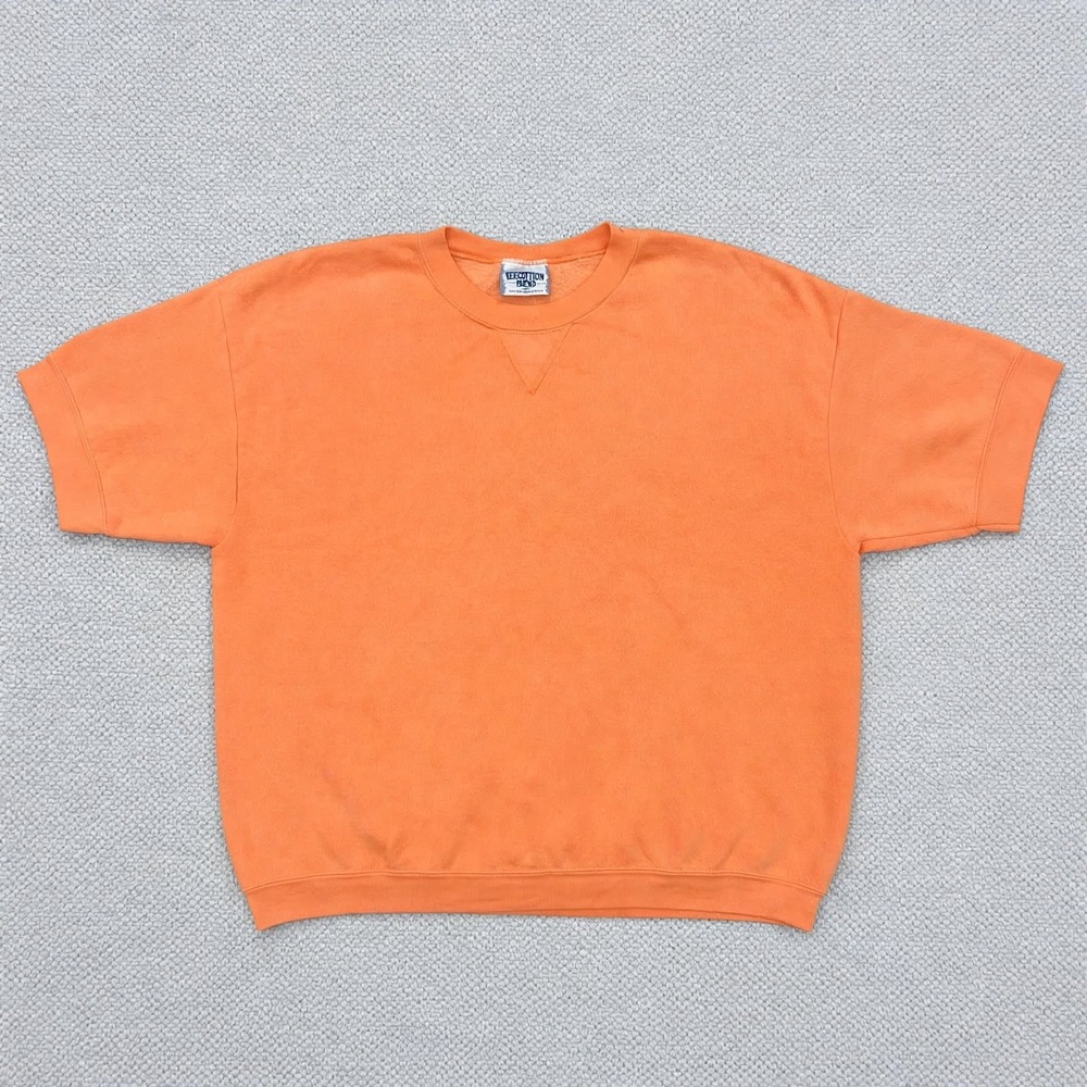 Vintage 90s Lee Short Sleeve Sweatshirt Mens XL Peach Blank Made in USA V Notch